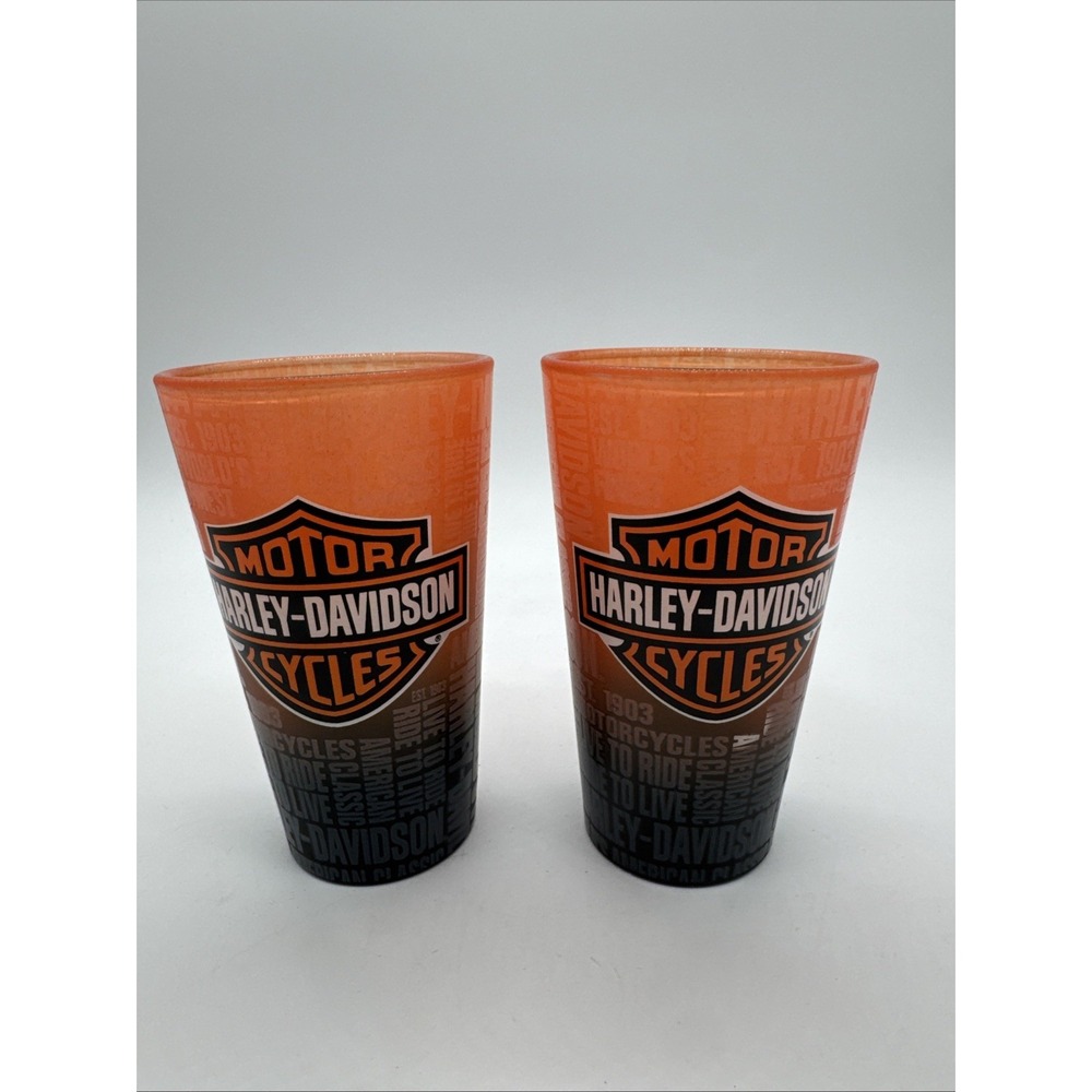 Harley Davidson Glassware set Of 2 Barware 6" Tall
